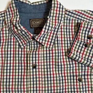 C.E. Schmidt Workwear Mens Large Plaid Button Up Shirt Long Sleeve Cotton